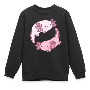 Mignon Axolotls Yin Yang - Sweat Premium enfant bio - noir - Devant - AI Model Kid Female (0cm)