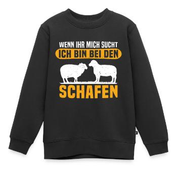 Wenn ihr mich sucht ich bin bei den schafen - Kinder Premium Organic Sweatshirt - Schwarz - Vorne - AI Model Kid Female (0cm)