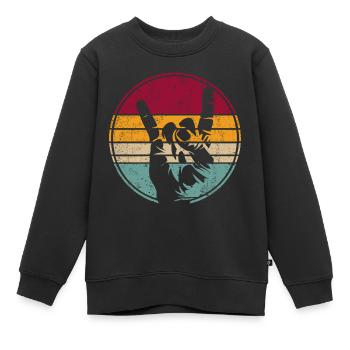 Pommesgabel Metal Hand Handzeichen Retro - Kinder Premium Organic Sweatshirt - Schwarz - Vorne - AI Model Kid Female (0cm)