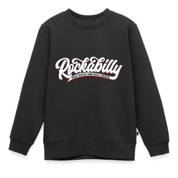 Rockabilly Wild Rock n Roll - Typo - neg - Kinder Premium Organic Sweatshirt - Schwarz - Vorne - AI Model Kid Female (0cm)