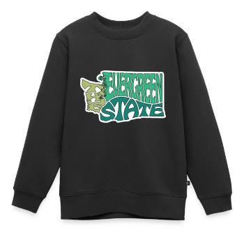 Die Evergreen State Washington Karte Wortwolke - Kinder Premium Organic Sweatshirt - Schwarz - Vorne - AI Model Kid Female (0cm)