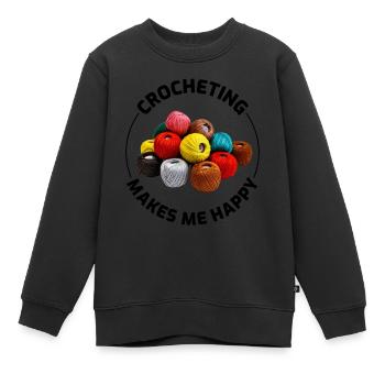 Crochet Crochet Crocheter Drôle - Sweat Premium enfant bio - noir - Devant - AI Model Kid Female (0cm)