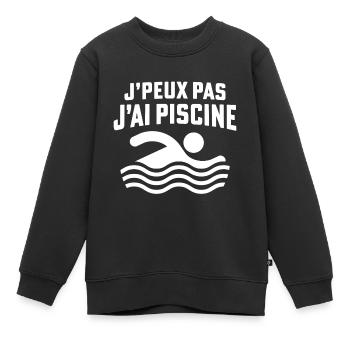 J'peux pas j'ai piscine - Sweat Premium enfant bio - noir - Devant - AI Model Kid Female (0cm)