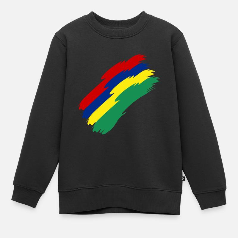 Couleurs du drapeau de l’île Maurice - Sweat Premium enfant bio - noir