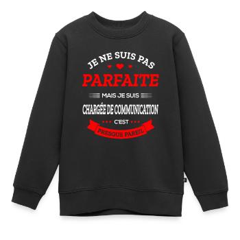 CHARGÉE DE COMMUNICATION PARFAITE - Sweat Premium enfant bio - noir - Devant - AI Model Kid Female (0cm)