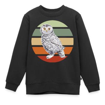 Hibou Hibou Animal Hibou ligneux Hibou hibou des granges - Sweat Premium enfant bio - noir - Devant - AI Model Kid Female (0cm)