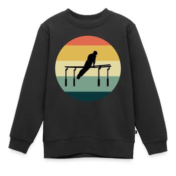 Gymnastique Artistique Barres Parallèles Gymnaste Vintage - Sweat Premium enfant bio - noir - Devant - AI Model Kid Female (0cm)