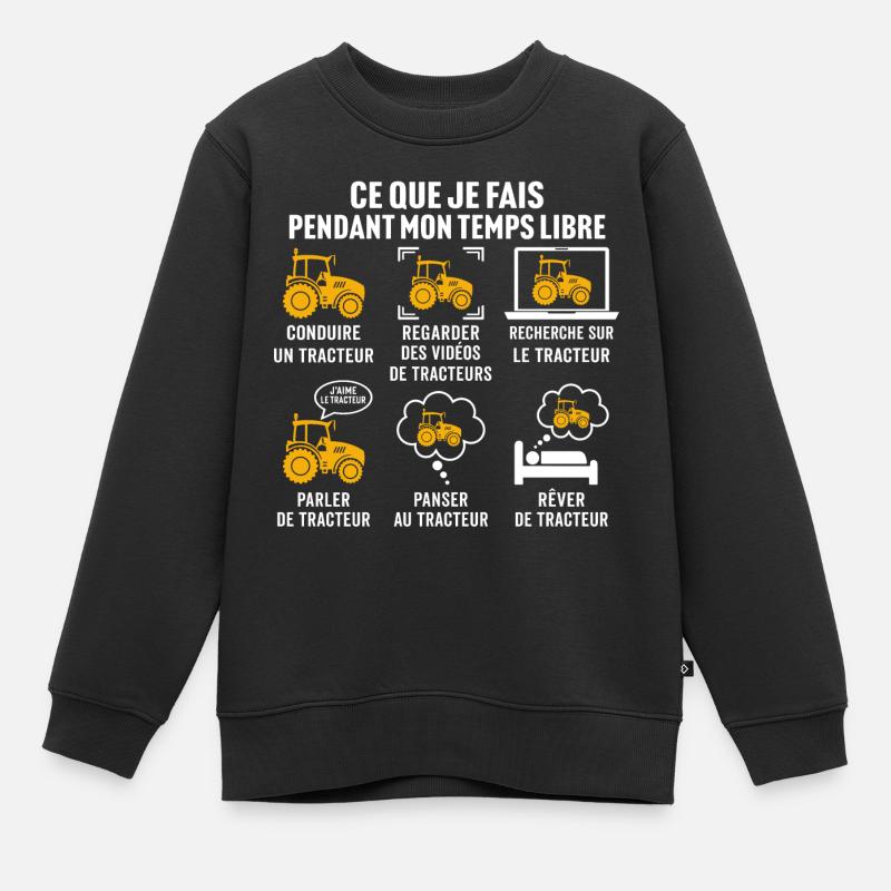 ce que je fais pendant mon temps libre tracteur - Sweat Premium enfant bio - noir