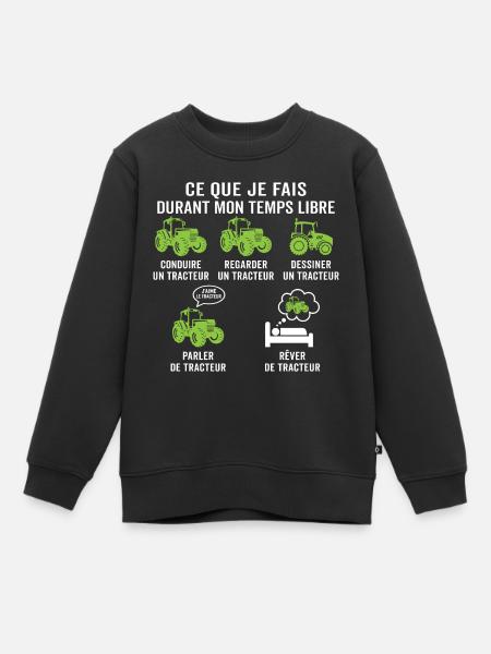 ce que je fais pendant mon temps libre tracteur - Sweat Premium enfant bio - noir