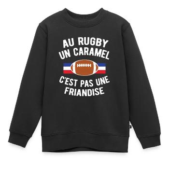 AU RUGBY UN CARAMEL C'EST PAS UNE FRIANDISE - Sweat Premium enfant bio - noir - Devant - AI Model Kid Female (0cm)