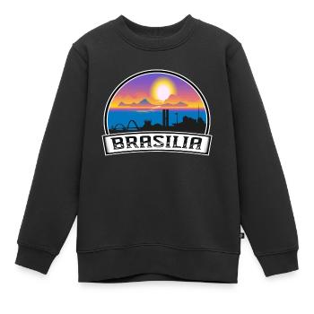 Brasilia Brasilien Skyline Vintage Sonnenuntergang Travel Souv - Kinder Premium Organic Sweatshirt - Schwarz - Vorne - AI Model Kid Female (0cm)