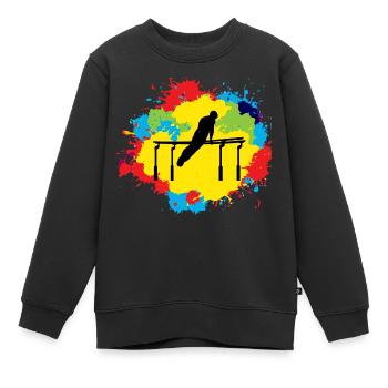Gymnastique artistique Barres parallèles Aquarelle - Sweat Premium enfant bio - noir - Devant - AI Model Kid Female (0cm)