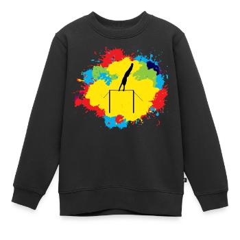 Kunstturnen Horizontale Balken Aquarell - Kinder Premium Organic Sweatshirt - Schwarz - Vorne - AI Model Kid Female (0cm)
