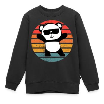 Panda Retro Cool Party Dance Retro Vintage Cadeau - Sweat Premium enfant bio - noir - Devant - AI Model Kid Female (0cm)