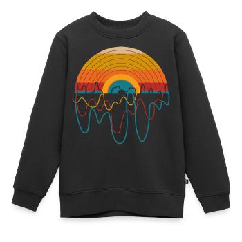 Retro LP Vinyl Player I Sunset Vinyl Records - Kinder Premium Organic Sweatshirt - Schwarz - Vorne - AI Model Kid Female (0cm)