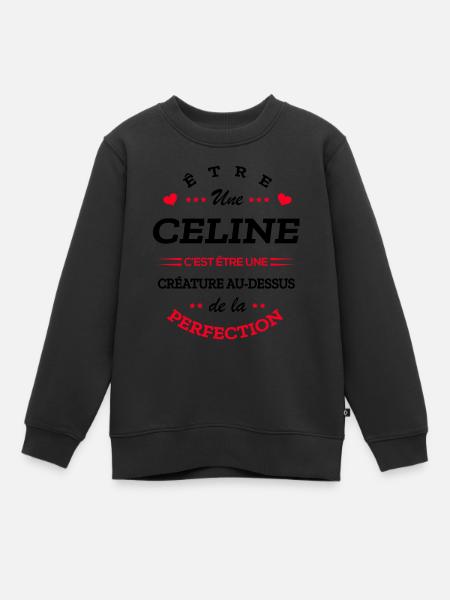 CELINE PARFAITE - NOM CELINE - Sweat Premium enfant bio - noir