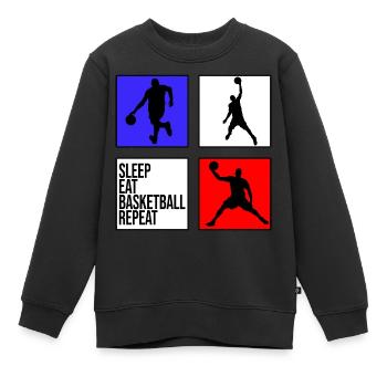 basket basket-ball sommeil manger basket répéter - Sweat Premium enfant bio - noir - Devant - AI Model Kid Female (0cm)