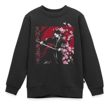 Fleur de cerisier - Sweat Premium enfant bio - noir - Devant - AI Model Kid Female (0cm)