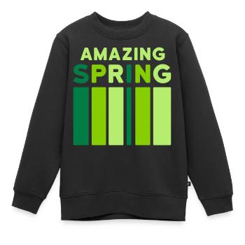 Amazing Spring (bar) - Sweat Premium enfant bio - noir - Devant - AI Model Kid Female (0cm)