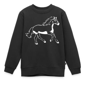 pferd - Kinder Premium Organic Sweatshirt - Schwarz - Vorne - AI Model Kid Female (0cm)