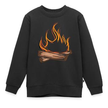 Campfire fire - Kids Premium Organic Sweatshirt - black - Front - AI Model Kid Female (0cm)
