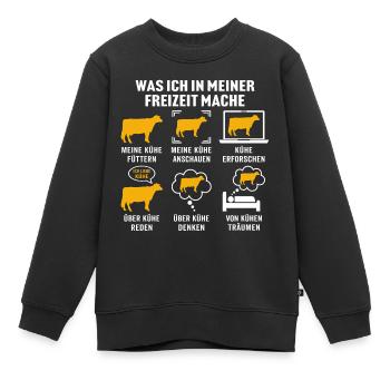Was ich in meiner freizeit mache meine Kühe - Kinder Premium Organic Sweatshirt - Schwarz - Vorne - AI Model Kid Female (0cm)