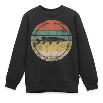 Hecht Raubfisch Retro Vintage - Kinder Premium Organic Sweatshirt - Schwarz - Vorne - AI Model Kid Female (0cm)