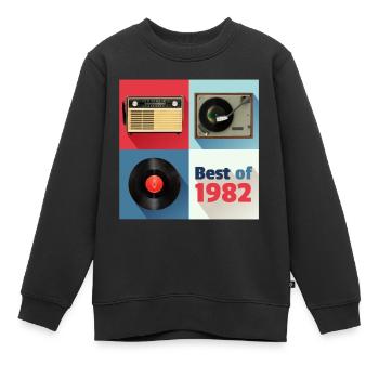 Le meilleur de 1982 Vinyl Radio Oldschool Turntable - Sweat Premium enfant bio - noir - Devant - AI Model Kid Female (0cm)