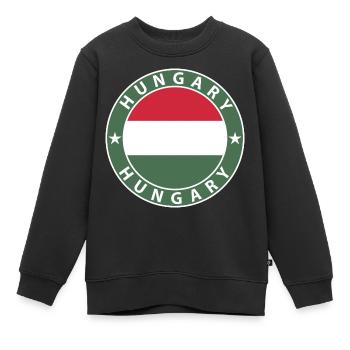 Hongrie - Sweat Premium enfant bio - noir - Devant - AI Model Kid Female (0cm)