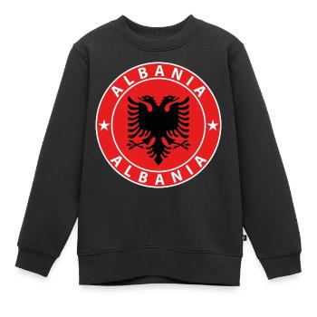 Albanie - Sweat Premium enfant bio - noir - Devant - AI Model Kid Female (0cm)
