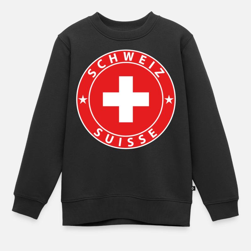 Suisse - Sweat Premium enfant bio - noir