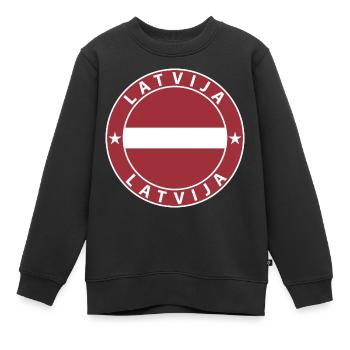 Lettonie - Sweat Premium enfant bio - noir - Devant - AI Model Kid Female (0cm)