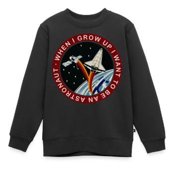 NASA Wenn Ich Groß Bin Werde Ich Astronaut Spruch - Kinder Premium Organic Sweatshirt - Schwarz - Vorne - AI Model Kid Female (0cm)