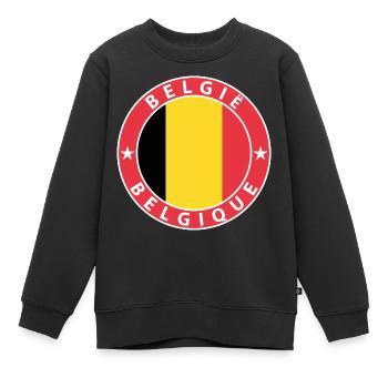 Belgique - Sweat Premium enfant bio - noir - Devant - AI Model Kid Female (0cm)