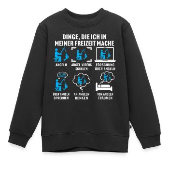 dinge die ich in meiner freizeit mache angeln - Kinder Premium Organic Sweatshirt - Schwarz - Vorne - AI Model Kid Female (0cm)