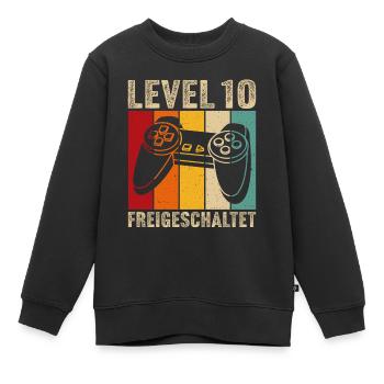 10.Geburtstag - 10 jahre level 10 freigeschaltet - Kinder Premium Organic Sweatshirt - Schwarz - Vorne - AI Model Kid Female (0cm)