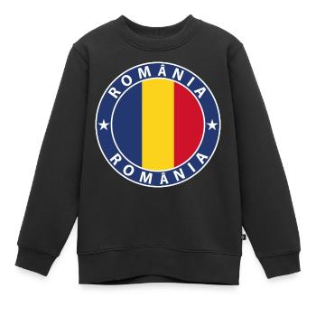 Roumanie - Sweat Premium enfant bio - noir - Devant - AI Model Kid Female (0cm)