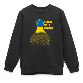 Je soutiens le drapeau ukrainien de l’Ukraine - Sweat Premium enfant bio - noir - Devant - AI Model Kid Female (0cm)