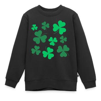 Trèfle, Trèfle, Irlandais, Printemps, Saint-Patrick - Sweat Premium enfant bio - noir - Devant - AI Model Kid Female (0cm)