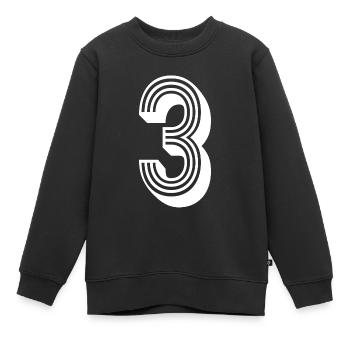 3 ans numéro maillot 3 T-shirt 3 - Sweat Premium enfant bio - noir - Devant - AI Model Kid Female (0cm)