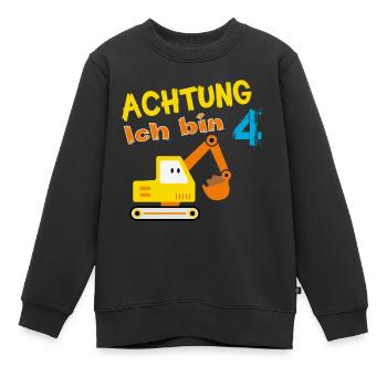 Ich bin 4 Jahre Alt - 4 Geburtstag - Kinder Premium Organic Sweatshirt - Schwarz - Vorne - AI Model Kid Female (0cm)