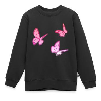 rosa schmetterlinge schmetterling rosa muster - Kinder Premium Organic Sweatshirt - Schwarz - Vorne - AI Model Kid Female (0cm)