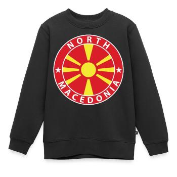 Macédoine du Nord - Sweat Premium enfant bio - noir - Devant - AI Model Kid Female (0cm)