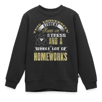 Université Universität Uni - Sweat Premium enfant bio - noir - Devant - AI Model Kid Female (0cm)