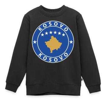 Kosovo - Sweat Premium enfant bio - noir - Devant - AI Model Kid Female (0cm)