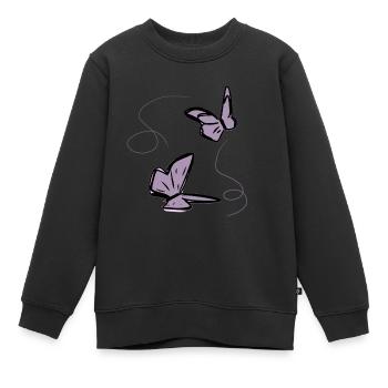 zwei Schmetterlinge schmetterling faden - Kinder Premium Organic Sweatshirt - Schwarz - Vorne - AI Model Kid Female (0cm)