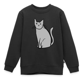 animal chat animal gris animal - Sweat Premium enfant bio - noir - Devant - AI Model Kid Female (0cm)