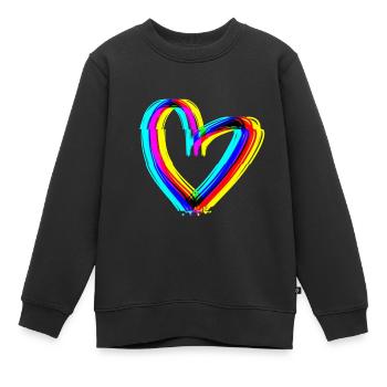 effet cœur 3D symbole amour - Sweat Premium enfant bio - noir - Devant - AI Model Kid Female (0cm)