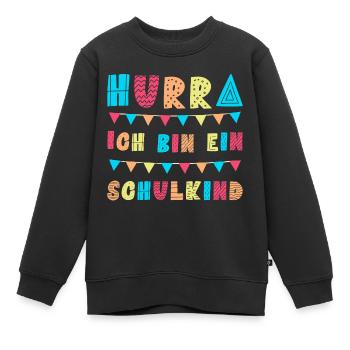 Hurra ich bin ein Schulkind Einschulung Geschenk - Kinder Premium Organic Sweatshirt - Schwarz - Vorne - AI Model Kid Female (0cm)