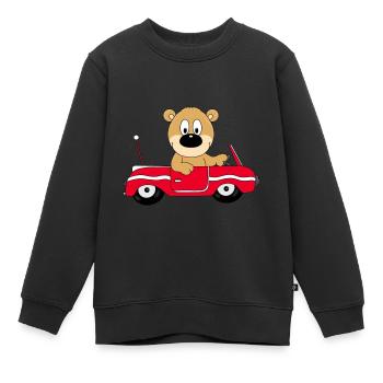 TEDDY - TEDDYBÄR - AUTO - TIER - KIND - BABY - Kinder Premium Organic Sweatshirt - Schwarz - Vorne - AI Model Kid Female (0cm)